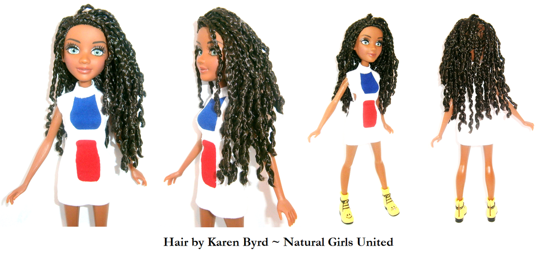 long braid with curly tendrils ZOBE Dark Brown DOLL WIG size 7 for ethnic dolls 